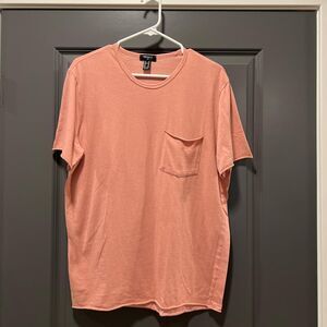 Pink boxy fit raw hem pocket tee Size men's M